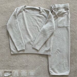 Barefoot dreams, cozy, chic, light crop set, oatmeal, women’s medium